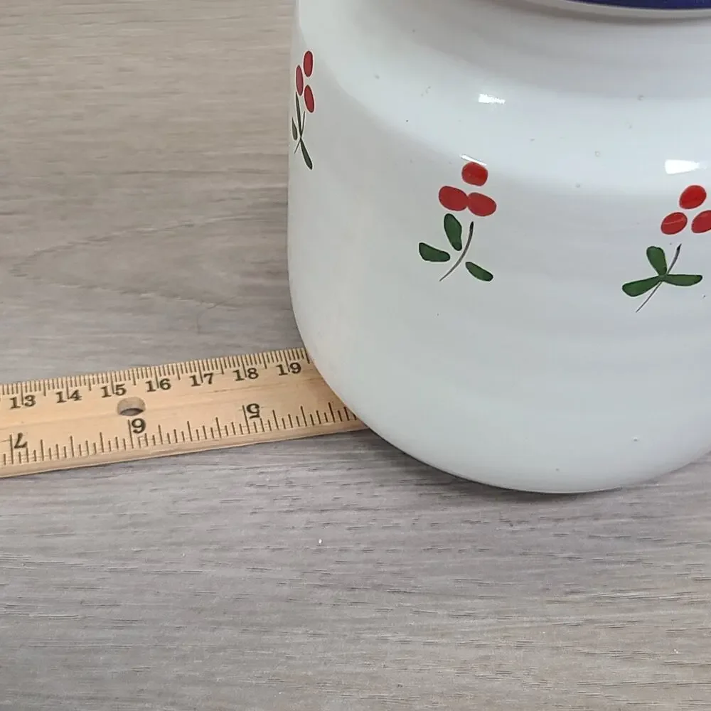 Italian White Pottery Jar Vase Utensil‎ Holder Cherries Made in Italy Cottage